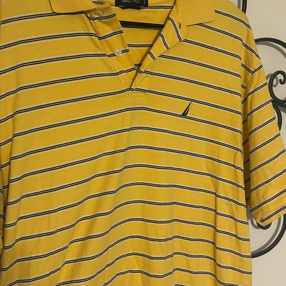 Nautica Yellow and Blue Striped Polo
